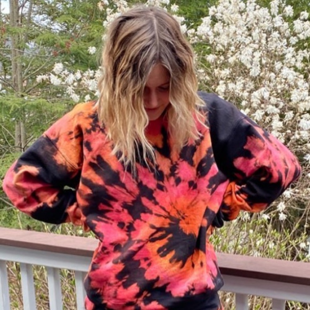 Handmade Pink and Orange Reverse Dye Sweatshirt